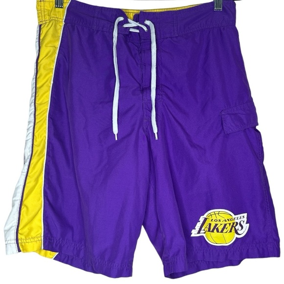 Los Angeles Lakers NBA Swim Trunks Shorts Medium - Picture 2 of 8